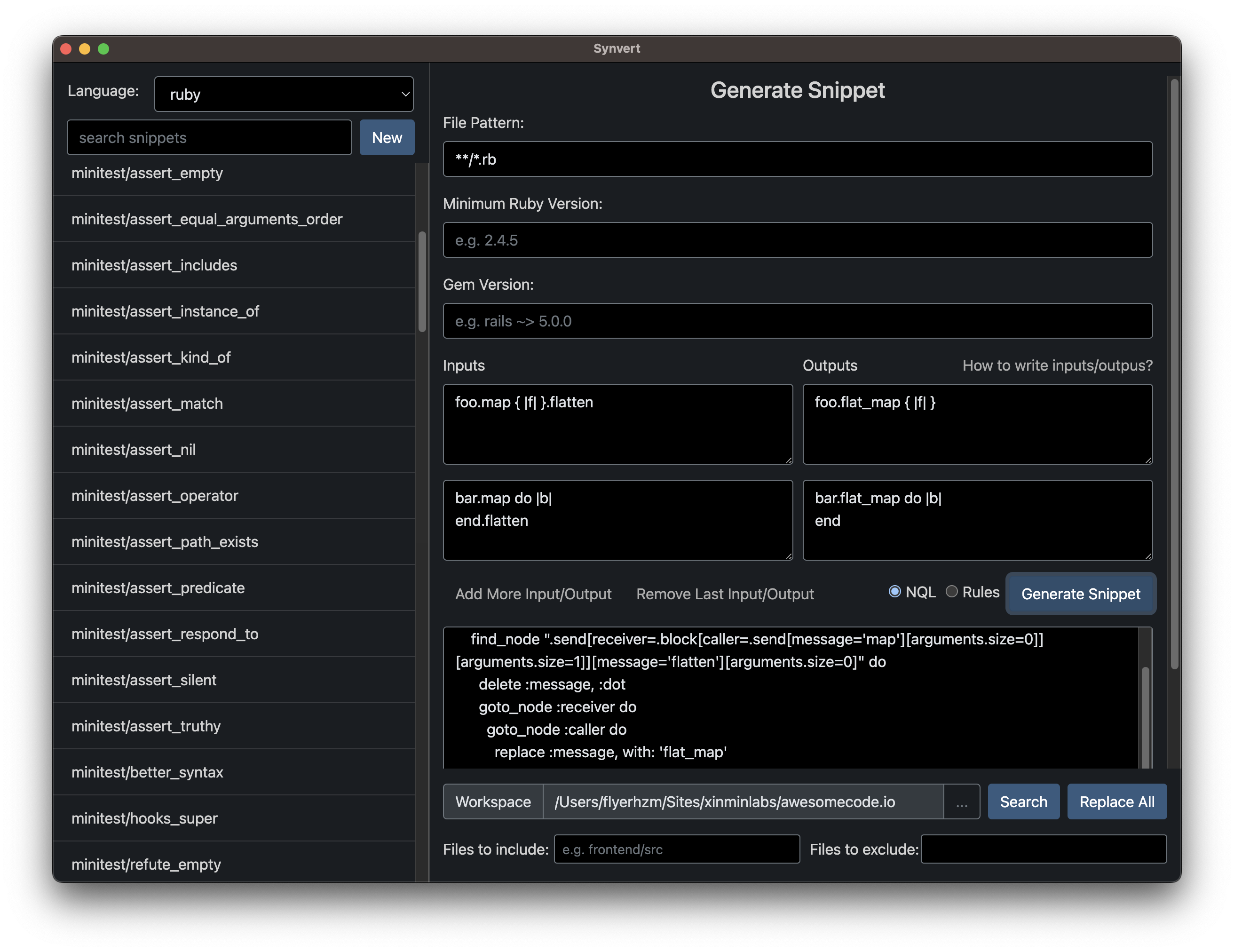 GUI Generate Snippet